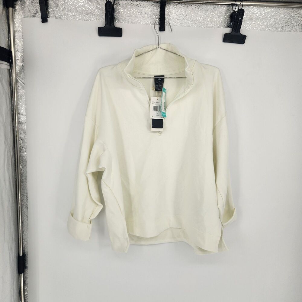 Adidas Women's Large White ALL SZN Soft Lux Quarter‎ Zip Jacket NWT